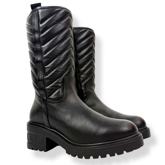 New Italian MARC ELLIS black leather motorcycle platform combat boots - Picture 3 of 16